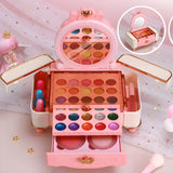 Pink Plastic Storage Makeup Vanity Case Toy Set with Mirror Image - 8