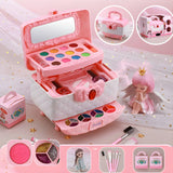 Pink Plastic Storage Makeup Vanity Case Toy Set with Mirror Image - 9