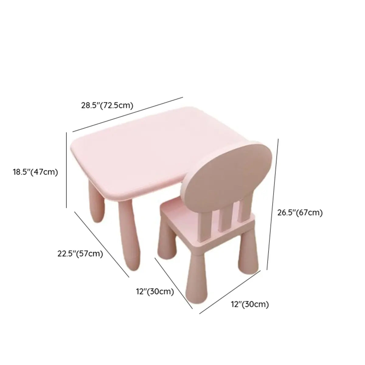 Pink Rectangular Fixed Toddler Table Chair 2 Piece Set Image - 12