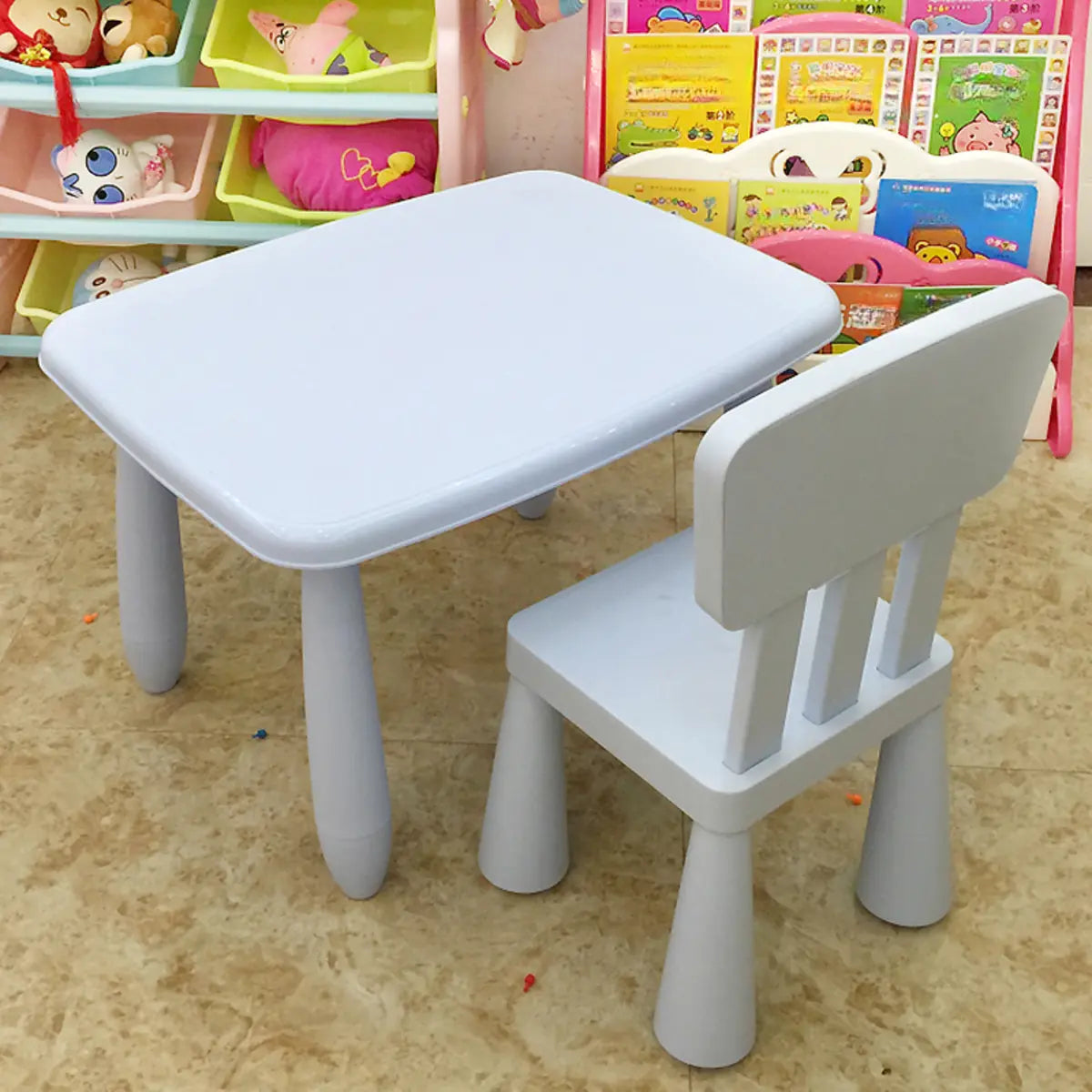 Pink Rectangular Fixed Toddler Table Chair 2 Piece Set Image - 2