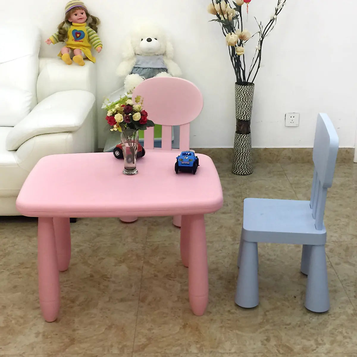 Pink Rectangular Fixed Toddler Table Chair 2 Piece Set Image - 5