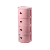 Pink Round Plastic Nightstand with Shelves and Cabinet Image - 67
