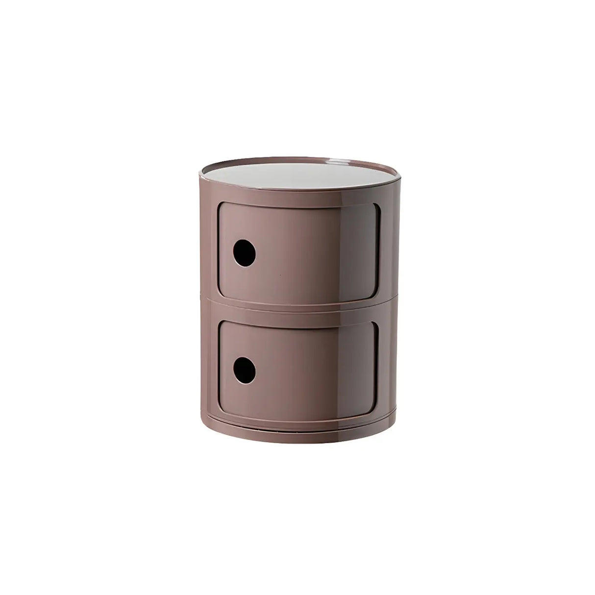 Pink Round Plastic Nightstand with Shelves and Cabinet Image - 69