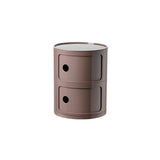 Pink Round Plastic Nightstand with Shelves and Cabinet Image - 69