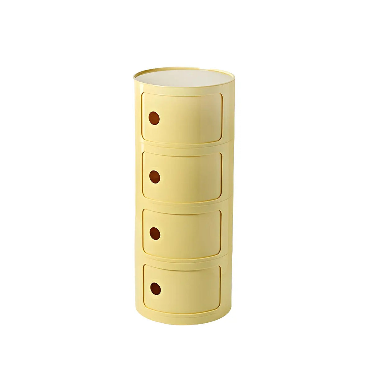 Pink Round Plastic Nightstand with Shelves and Cabinet Image - 73