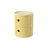 Pink Round Plastic Nightstand with Shelves and Cabinet Image - 57