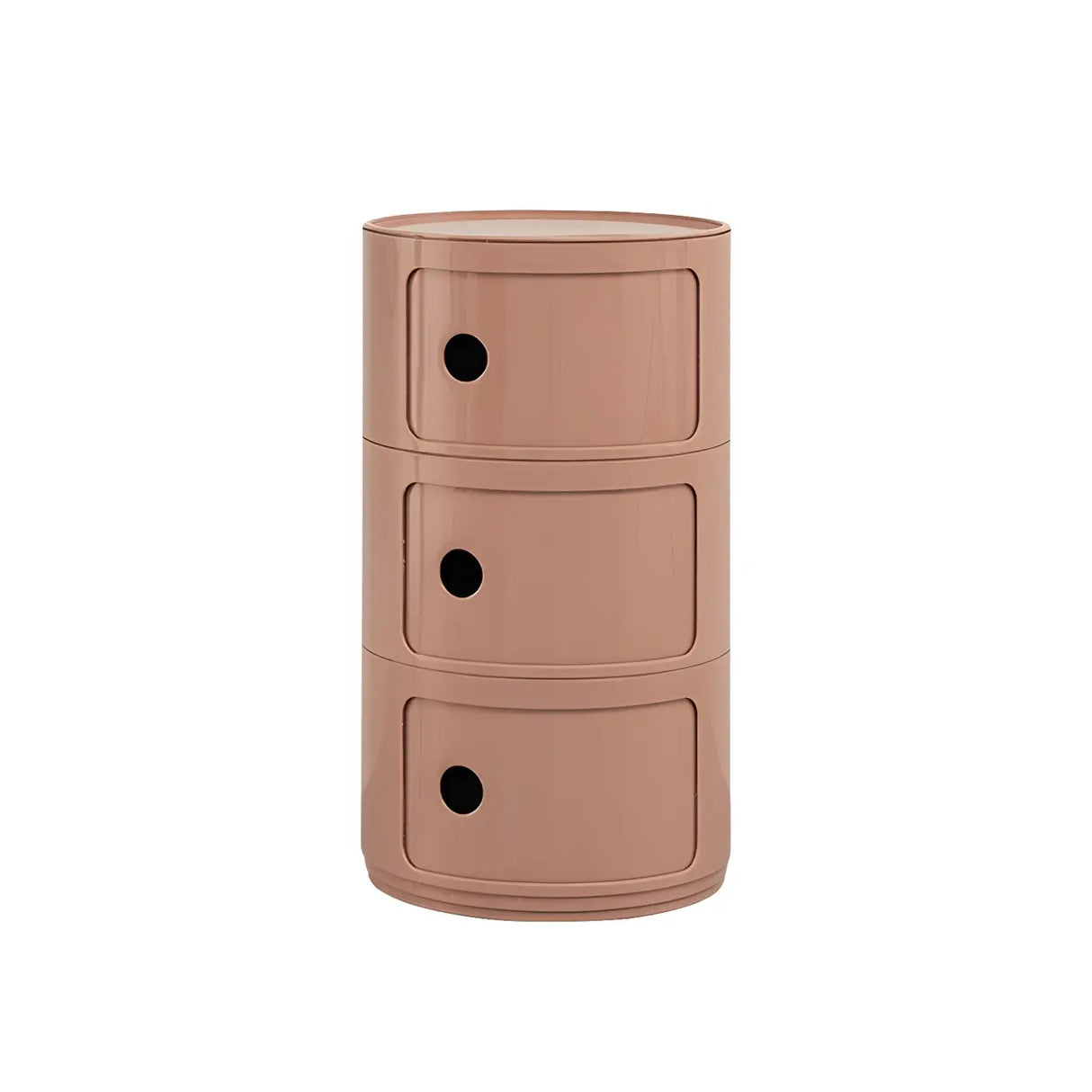 Pink Round Plastic Nightstand with Shelves and Cabinet Image - 83