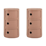 Pink Round Plastic Nightstand with Shelves and Cabinet Image - 84
