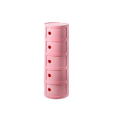Pink Round Plastic Nightstand with Shelves and Cabinet Image - 85