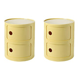 Pink Round Plastic Nightstand with Shelves and Cabinet Image - 58
