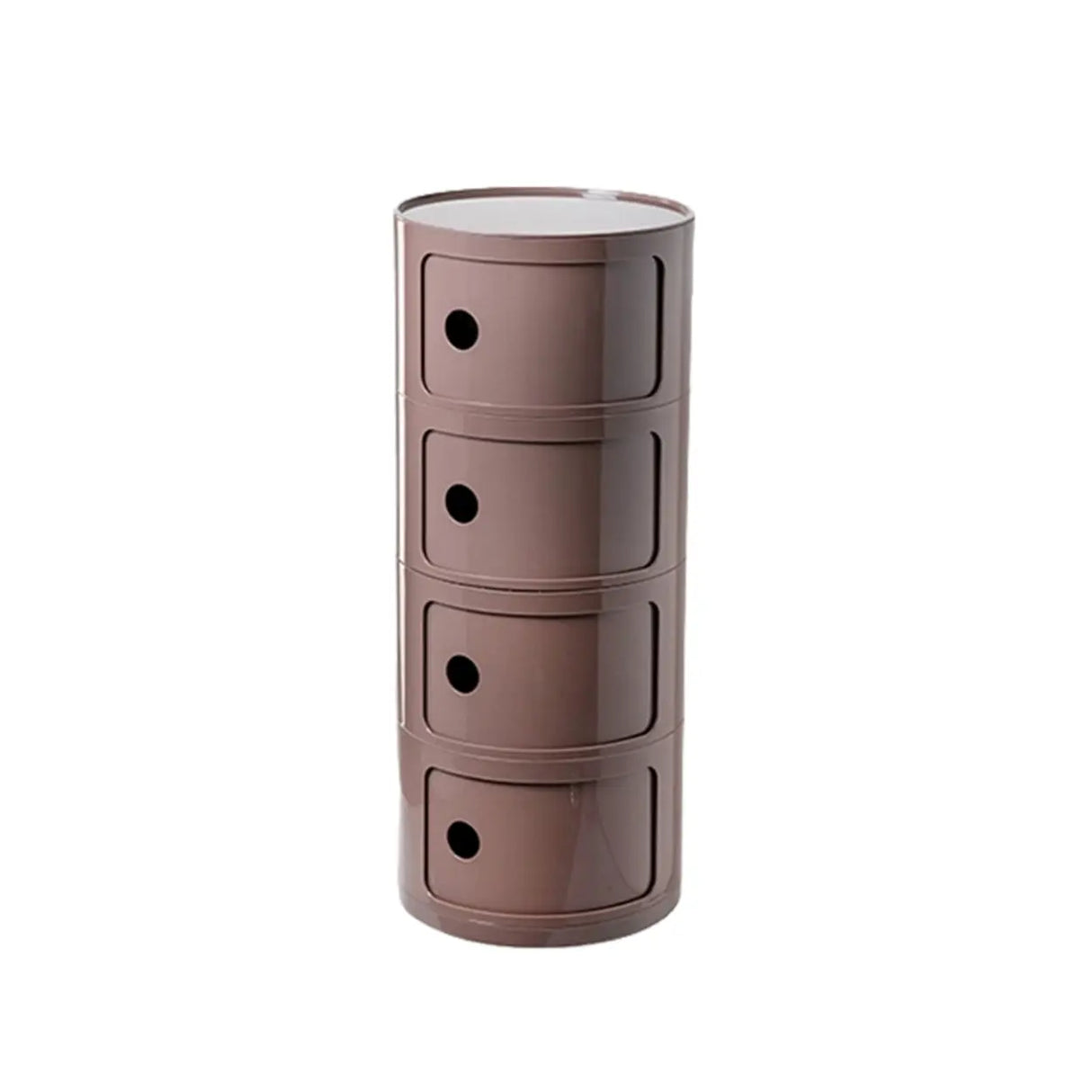 Pink Round Plastic Nightstand with Shelves and Cabinet Image - 87