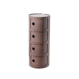 Pink Round Plastic Nightstand with Shelves and Cabinet Image - 87