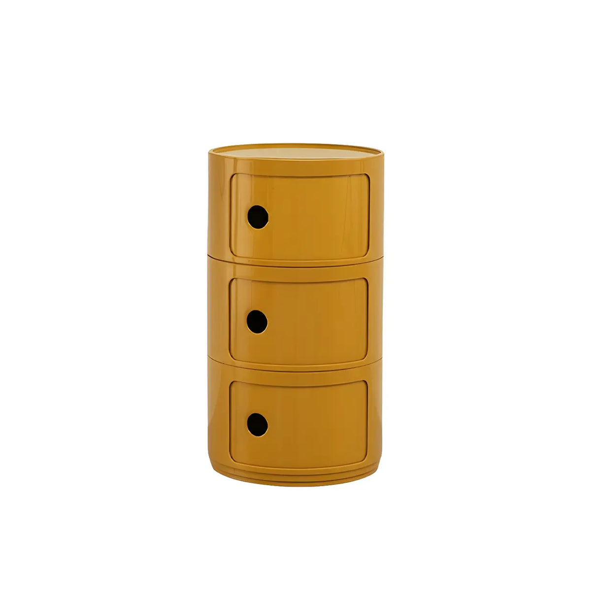 Pink Round Plastic Nightstand with Shelves and Cabinet Image - 93