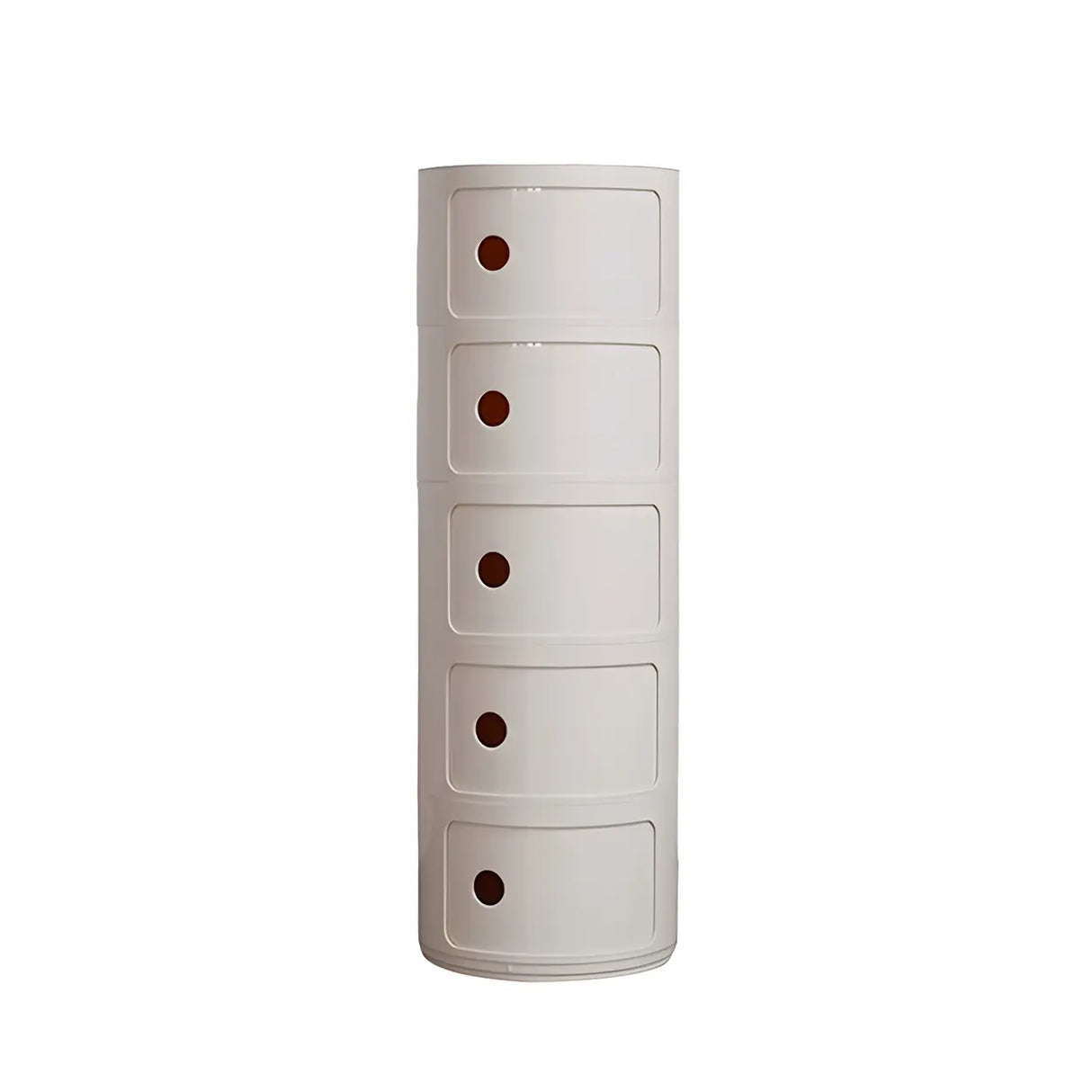 Pink Round Plastic Nightstand with Shelves and Cabinet Image - 63