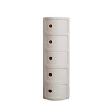 Pink Round Plastic Nightstand with Shelves and Cabinet Image - 63