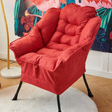 Pink Small Snowflake Velvet Recliners with Ottoman Image - 12