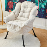 Pink Small Snowflake Velvet Recliners with Ottoman Image - 15