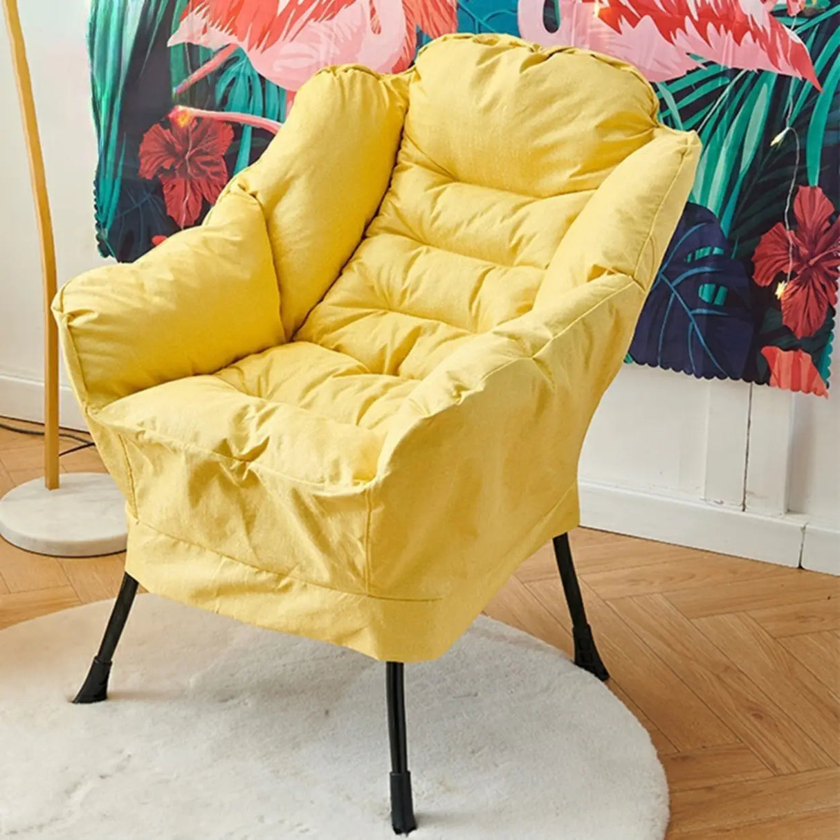 Pink Small Snowflake Velvet Recliners with Ottoman Image - 17