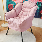 Pink Small Snowflake Velvet Recliners with Ottoman Image - 20