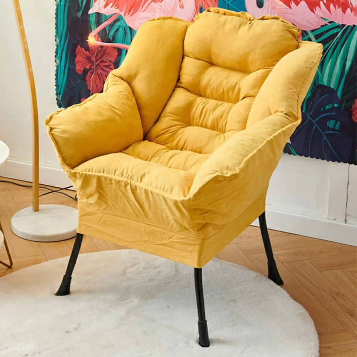 Pink Small Snowflake Velvet Recliners with Ottoman Image - 23