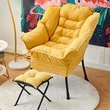 Pink Small Snowflake Velvet Recliners with Ottoman Image - 4