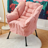 Pink Small Snowflake Velvet Recliners with Ottoman Image - 10