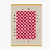 Pink Square Checkered Pattern Polyester Area Rug Image - 4