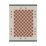 Pink Square Checkered Pattern Polyester Area Rug Image - 5