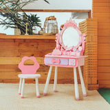 Pink Storage Drawers Wood Princess Kids Vanity Set Image - 14