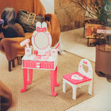 Pink Storage Drawers Wood Princess Kids Vanity Set Image - 18