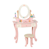 Pink Storage Drawers Wood Princess Kids Vanity Set Image - 19