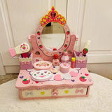 Pink Storage Drawers Wood Princess Kids Vanity Set Image - 20