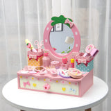 Pink Storage Drawers Wood Princess Kids Vanity Set Image - 23