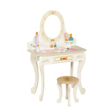 Pink Storage Drawers Wood Princess Kids Vanity Set Image - 24