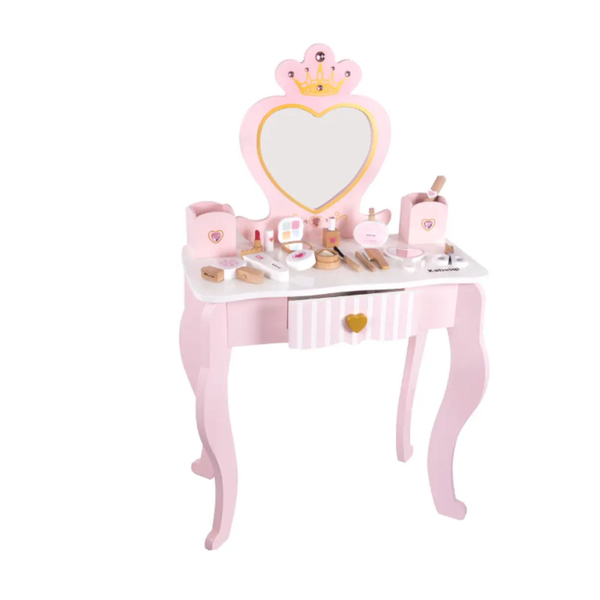 Pink Storage Drawers Wood Princess Kids Vanity Set Image - 26