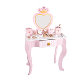 Pink Storage Drawers Wood Princess Kids Vanity Set Image - 26