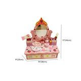 Pink Storage Drawers Wood Princess Kids Vanity Set #size