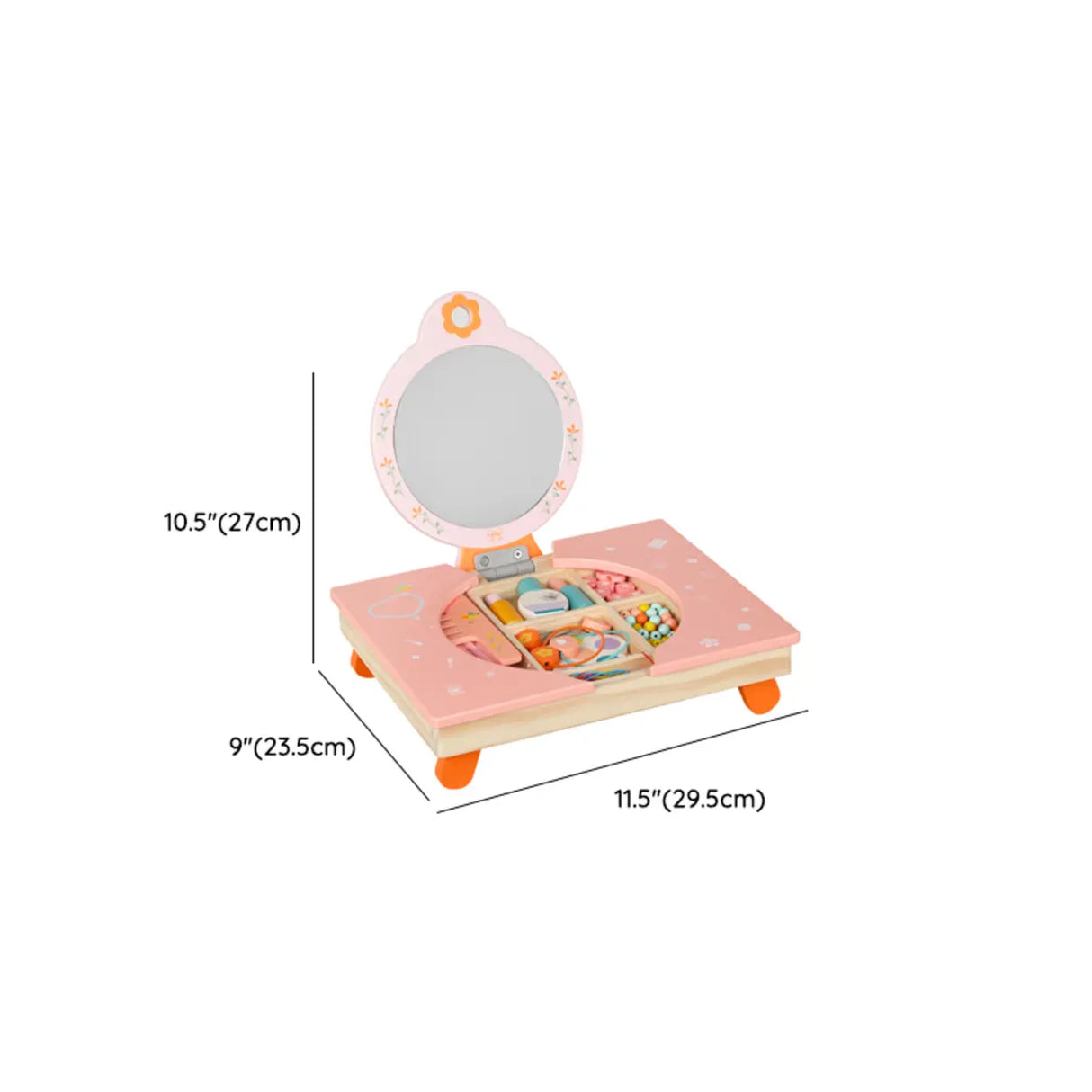 Pink Storage Drawers Wood Princess Kids Vanity Set Image - 33