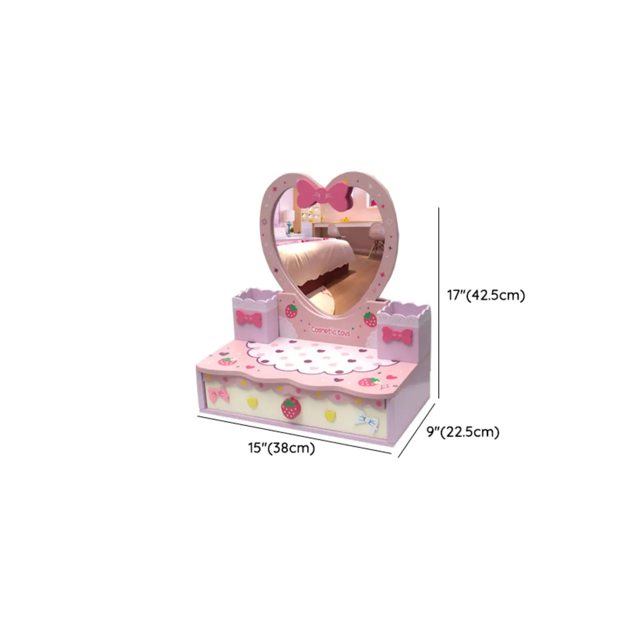 Pink Storage Drawers Wood Princess Kids Vanity Set Image - 35