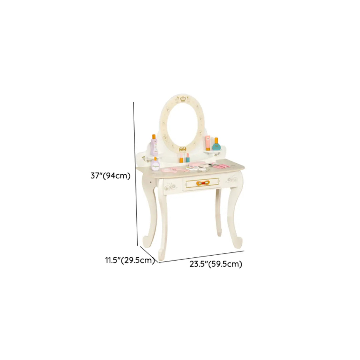 Pink Storage Drawers Wood Princess Kids Vanity Set Image - 38