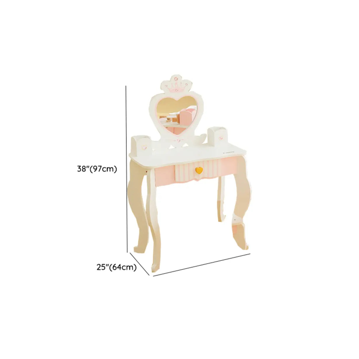 Pink Storage Drawers Wood Princess Kids Vanity Set Image - 40