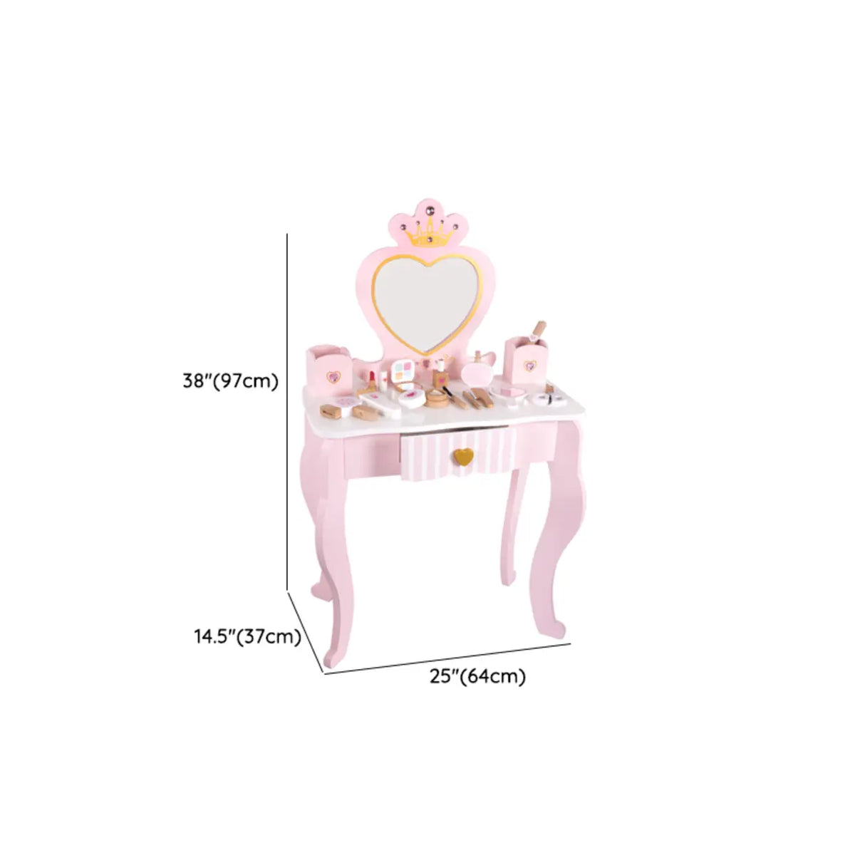 Pink Storage Drawers Wood Princess Kids Vanity Set Image - 42