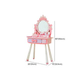 Pink Storage Drawers Wood Princess Kids Vanity Set Image - 44