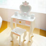 Pink Storage Drawers Wood Princess Kids Vanity Set Image - 10