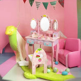 Pink Storage Drawers Wood Princess Kids Vanity Set Image - 12