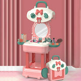 Pink Storage Princess Foldable Kids Vanity Set with Mirror Image - 12