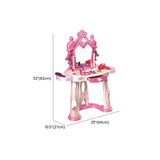 Pink Storage Princess Foldable Kids Vanity Set with Mirror #size