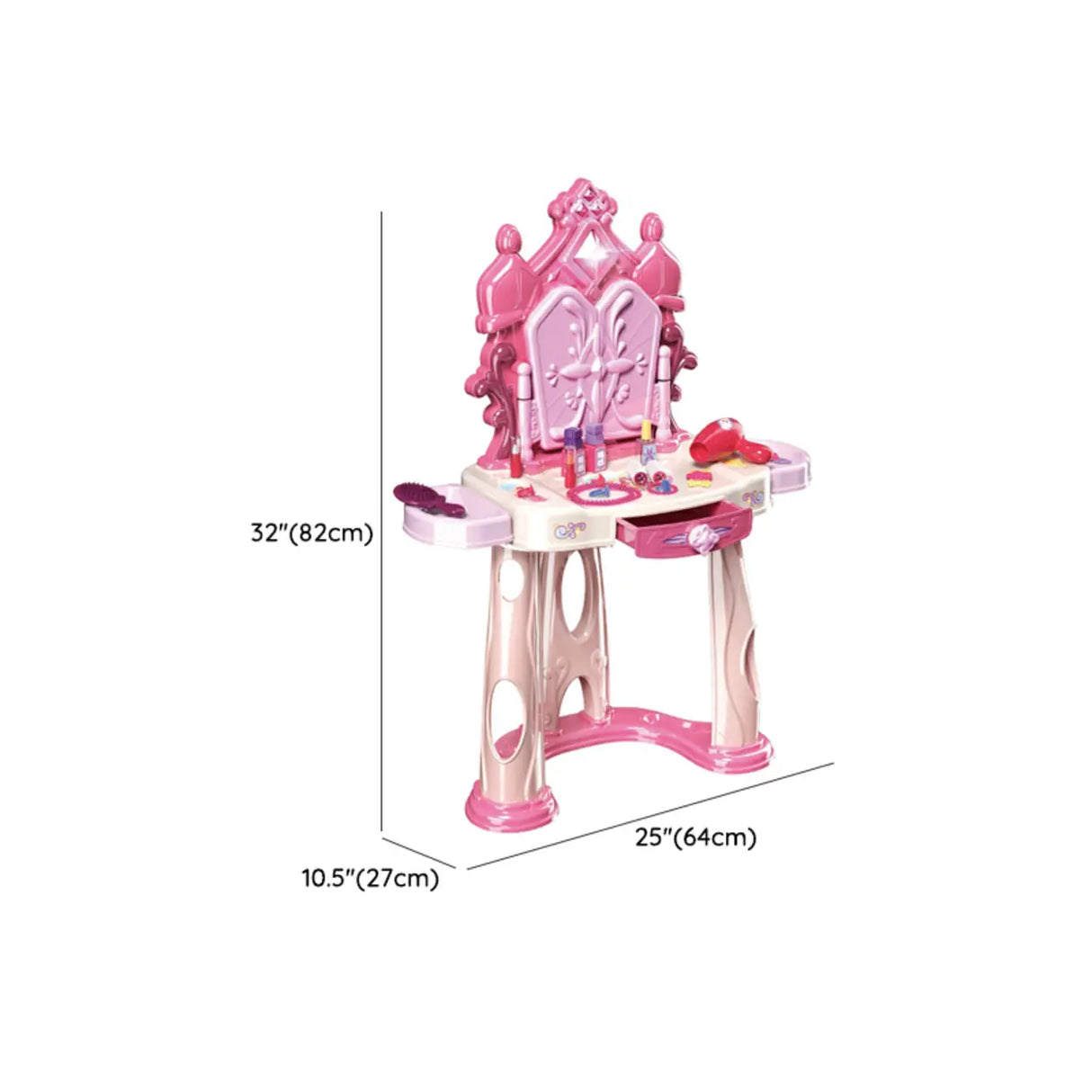 Pink Storage Princess Foldable Kids Vanity Set with Mirror Image - 14