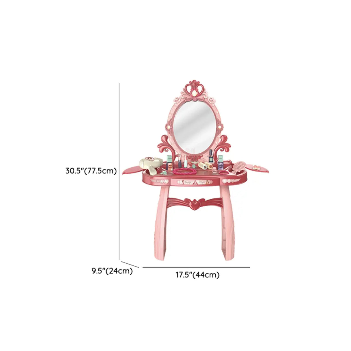 Pink Storage Princess Foldable Kids Vanity Set with Mirror Image - 16