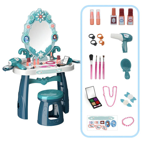 Pink Storage Princess Foldable Kids Vanity Set with Mirror Image - 2